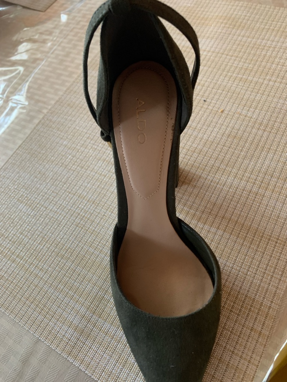 ALDO dark grey Suede Pointed Toe Ankle Strap Heels - Picture 3 of 3